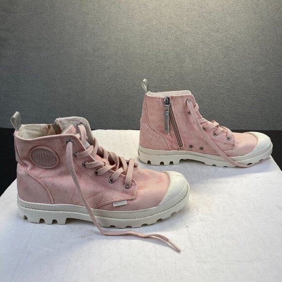 Palladium Women’s Pampa Hi Top Rose Canvas Boots Size US 8 Zip Lace Up - Picture 1 of 13